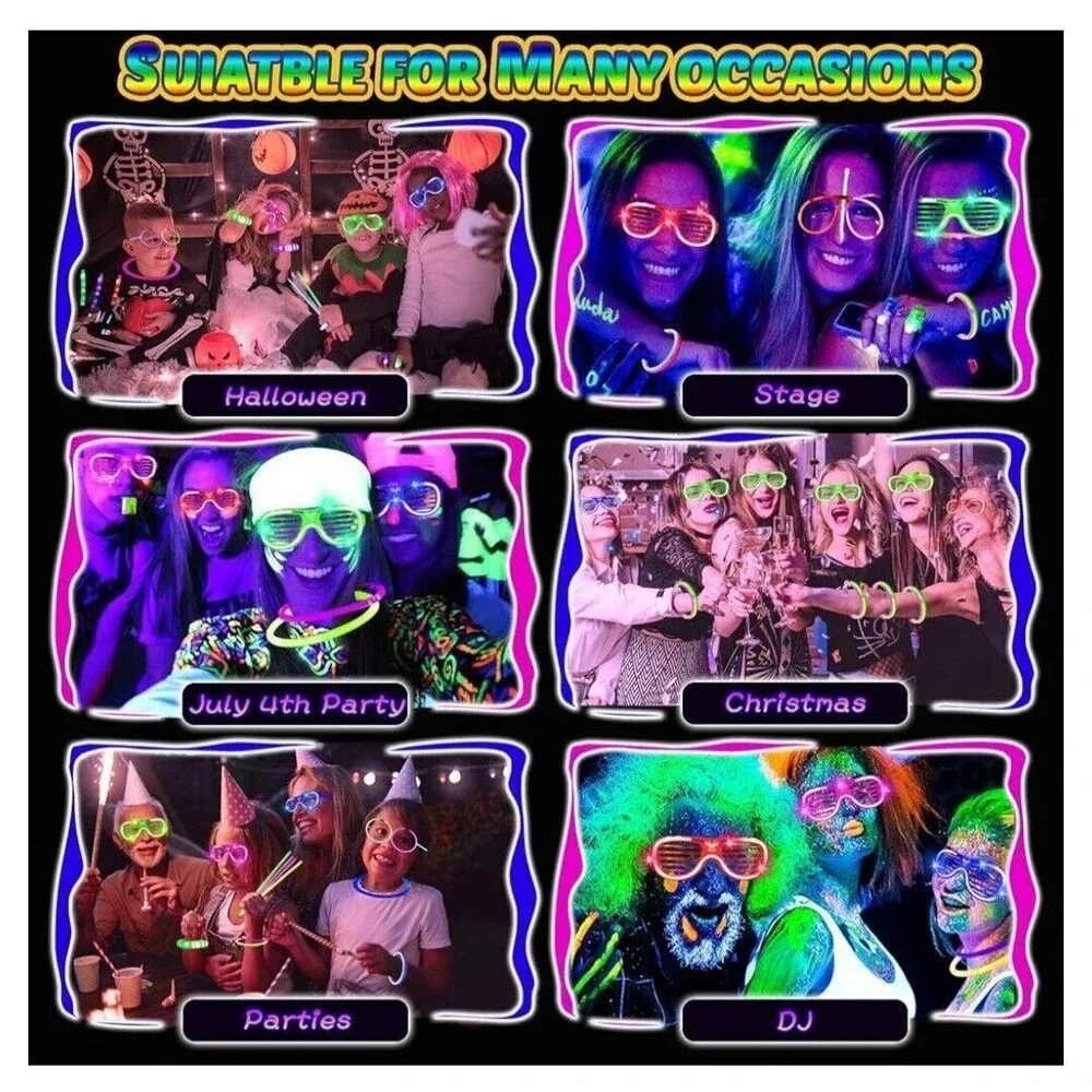 170 PCS Glow in The Dark Party Supplies, Glow Party Decorations with 100 Glow...